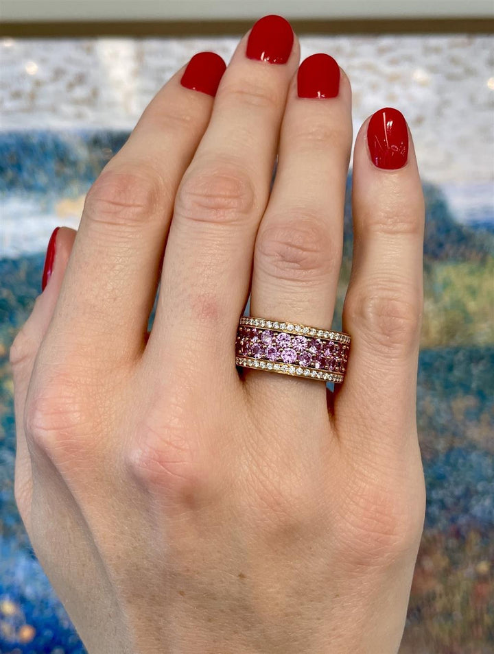 Robert Procop American Glamour 18k Rose Gold Eternity Ring with 5.08ctw Pink Sapphires and .88ctw Diamonds