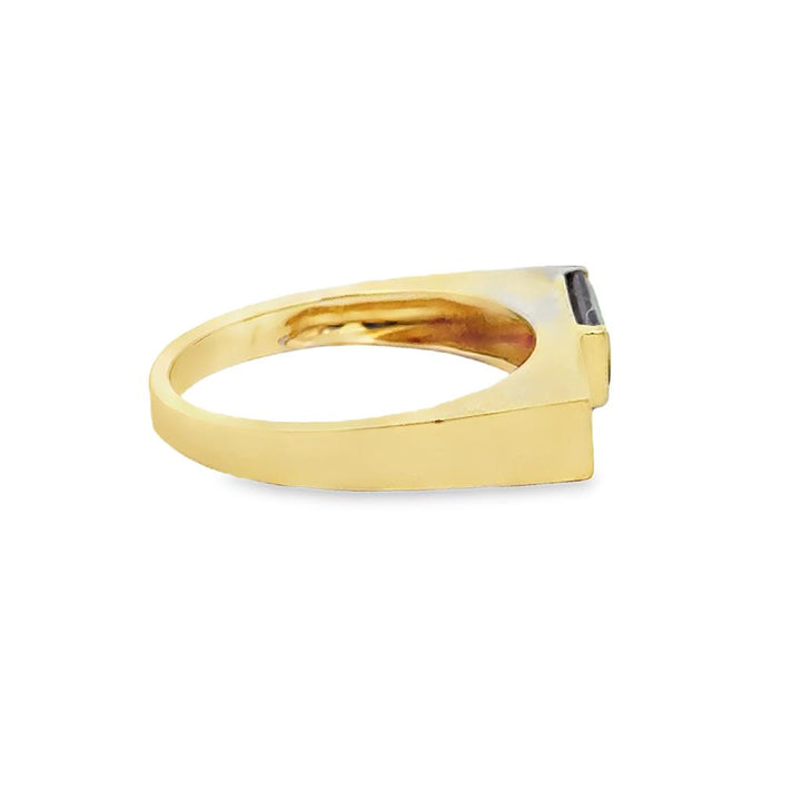 Pre-Owned Geometric Amethyst 14K Yellow Gold Band Ring