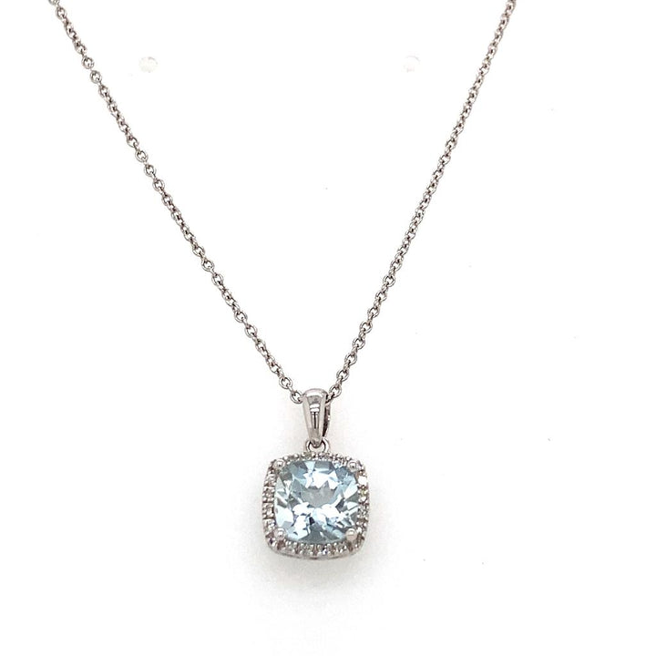 1.42ct Cushion Aquamarine Diamond Pendant