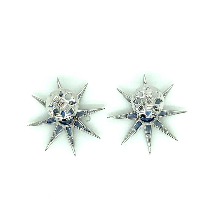 Robert Procop 2.41 CTW Light Blue Sapphire Platinum Starburst Stud Earrings