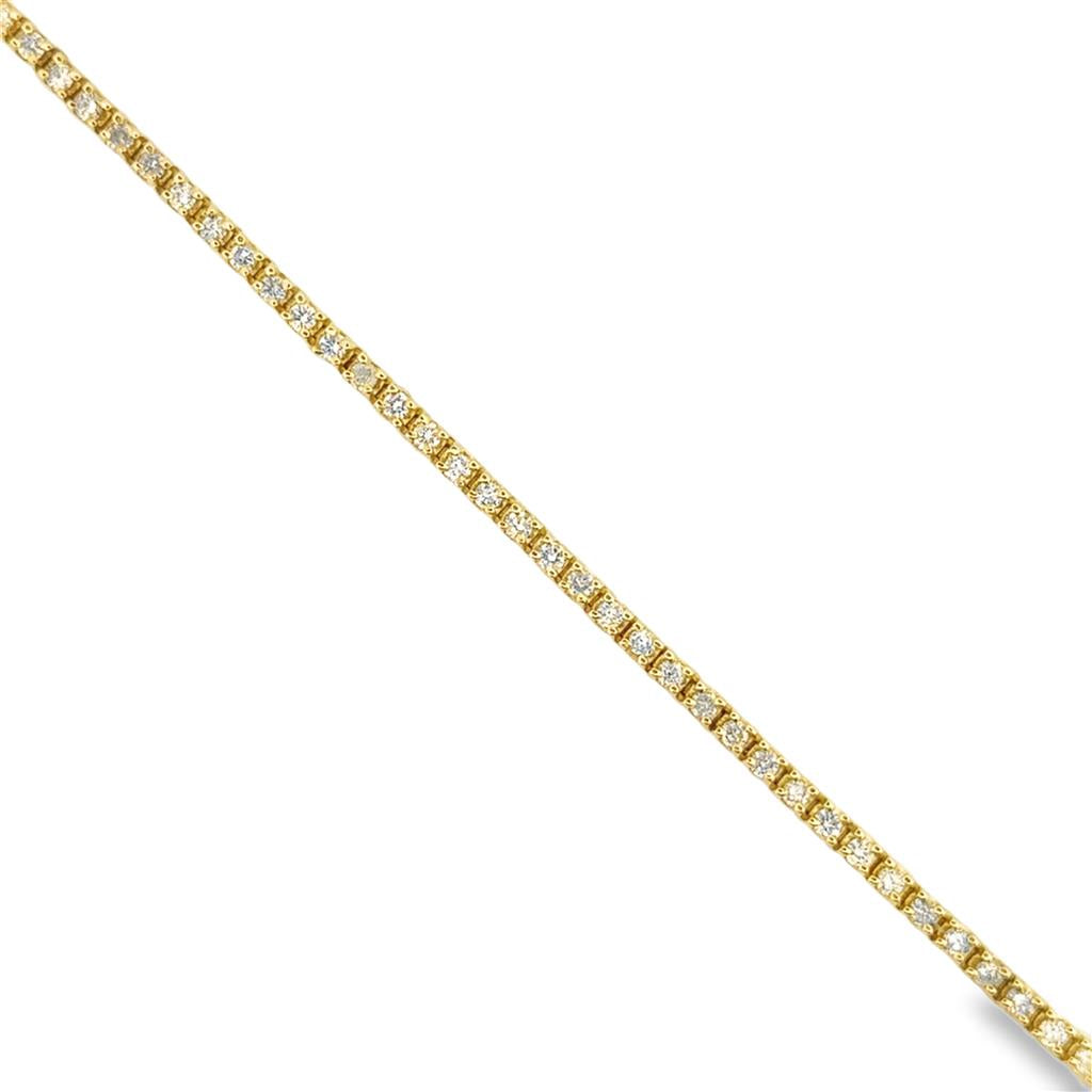 2.50 CTW Round Diamond Tennis Bracelet in 14K Yellow Gold, 7" Long