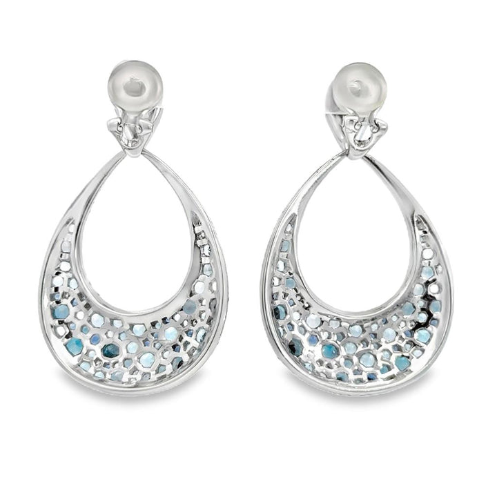 Sapphire, Aquamarine, Blue Topaz & Diamond 18K White Gold Large Drop Earrings