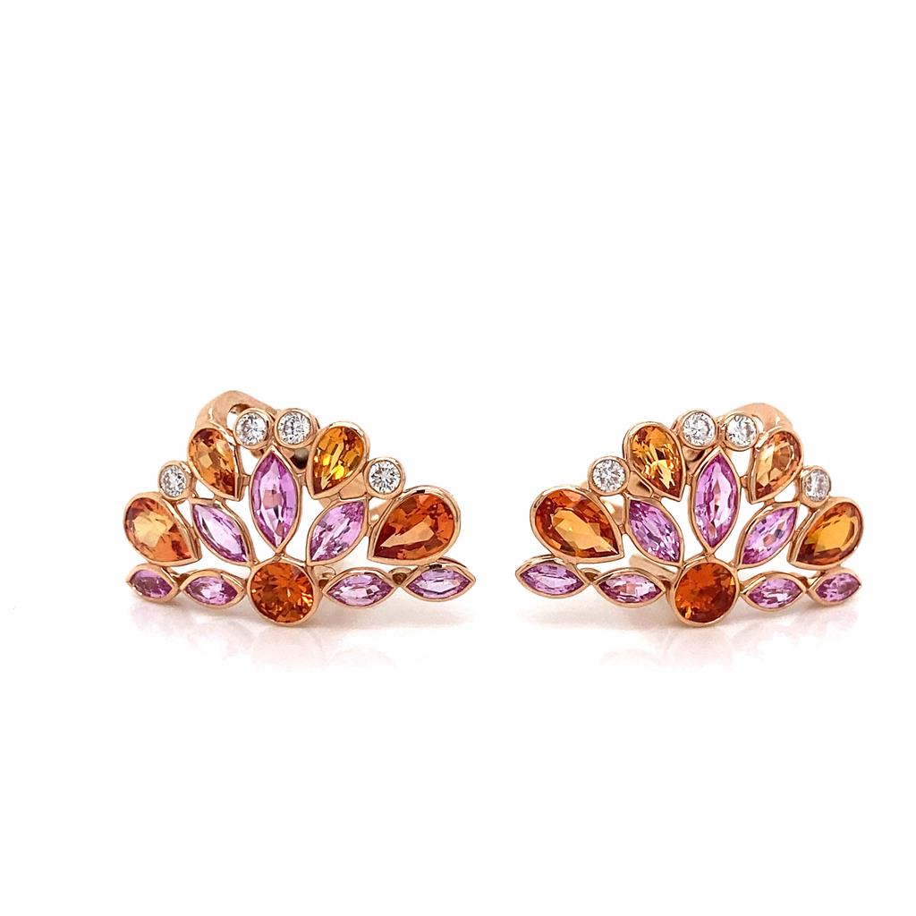 Robert Procop De La Vie 2.72 CTW Pink Sapphire 1.46 CTW Marquise Sapphire 18K Rose Gold Earrings