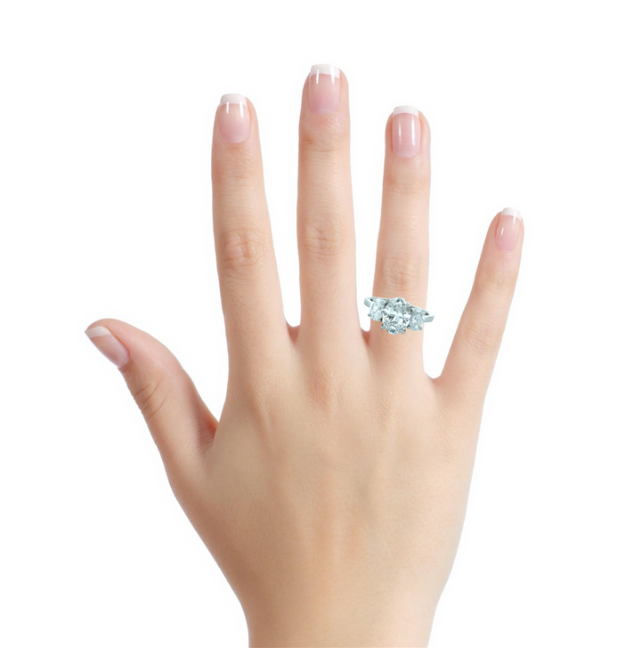 3.14 CTW Diamond Platinum Three-Stone Oval Engagement Ring