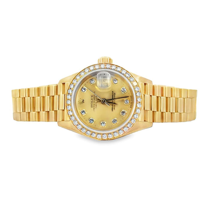 Pre-Owned 2001 Ladies Rolex President 18K Yellow Gold with Factory Diamonds
