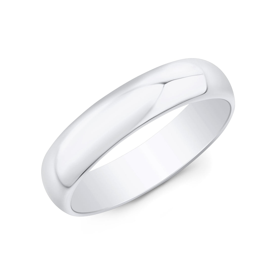 Platinum Men's Half Round High Polish Wedding Band - 5mm Width