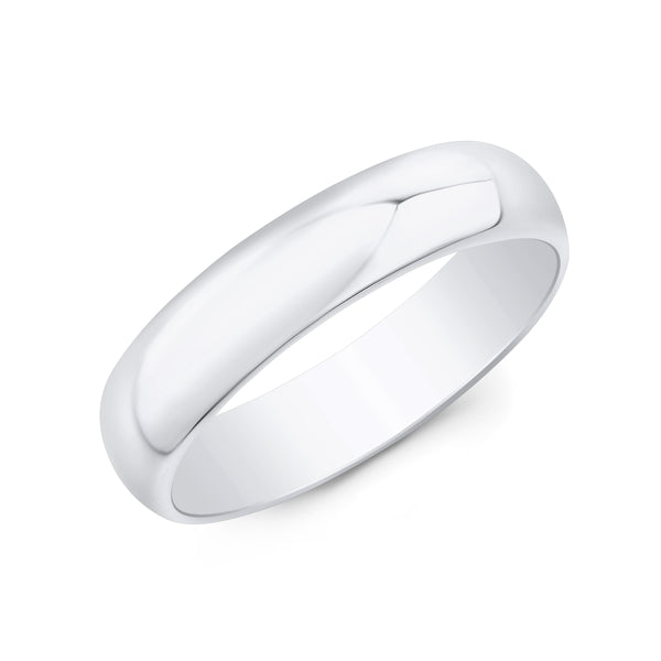 Platinum Men's Half Round High Polish Wedding Band - 5mm Width