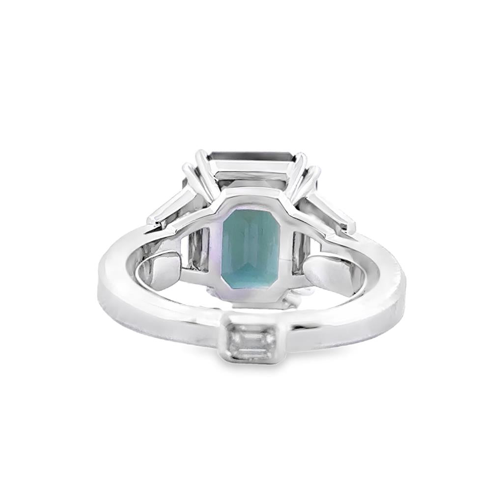 Robert Procop 8.03 CT Green Sapphire Ring with 0.93 CTW Trapezoid Diamonds in Platinum
