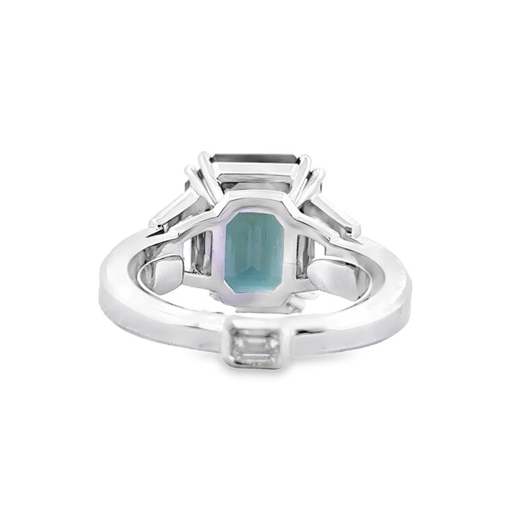 Robert Procop 8.03 CT Green Sapphire Ring with 0.93 CTW Trapezoid Diamonds in Platinum