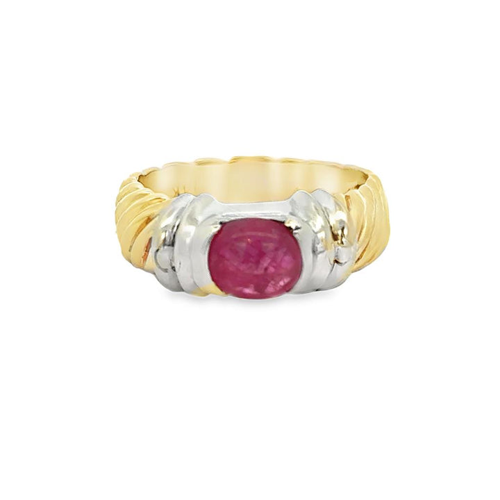 14K Two-Tone Gold 7.5mm Ruby Ring
