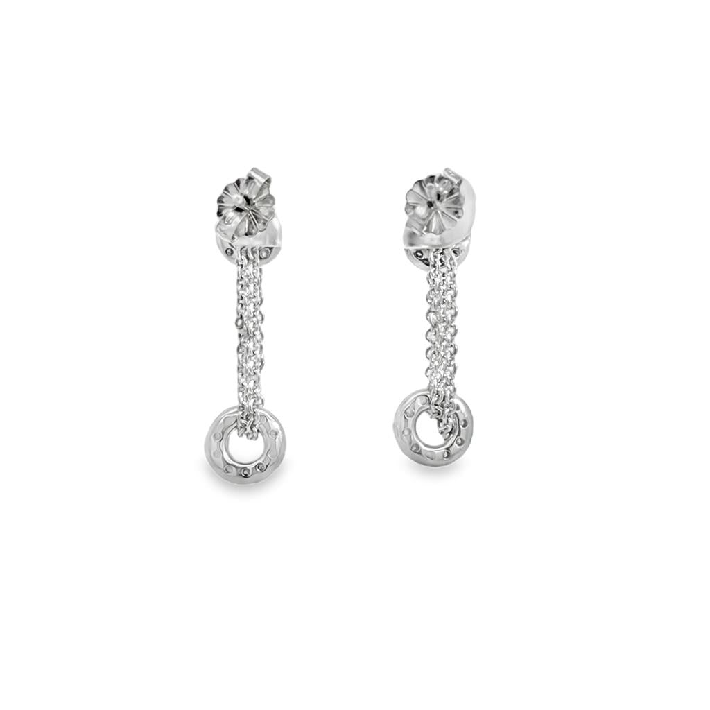 0.18 CTW Diamond Circle Drop Earrings in 14K White Gold