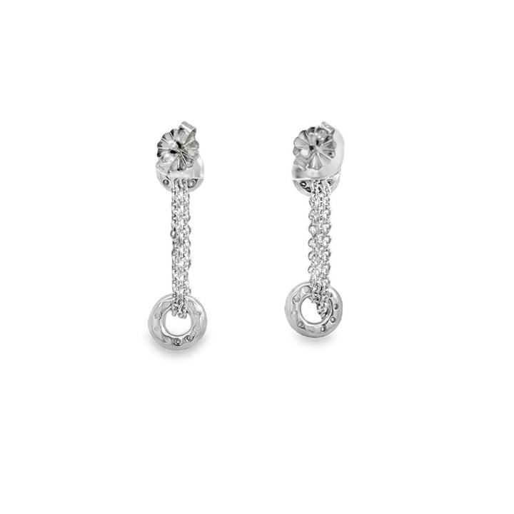 0.18 CTW Diamond Circle Drop Earrings in 14K White Gold
