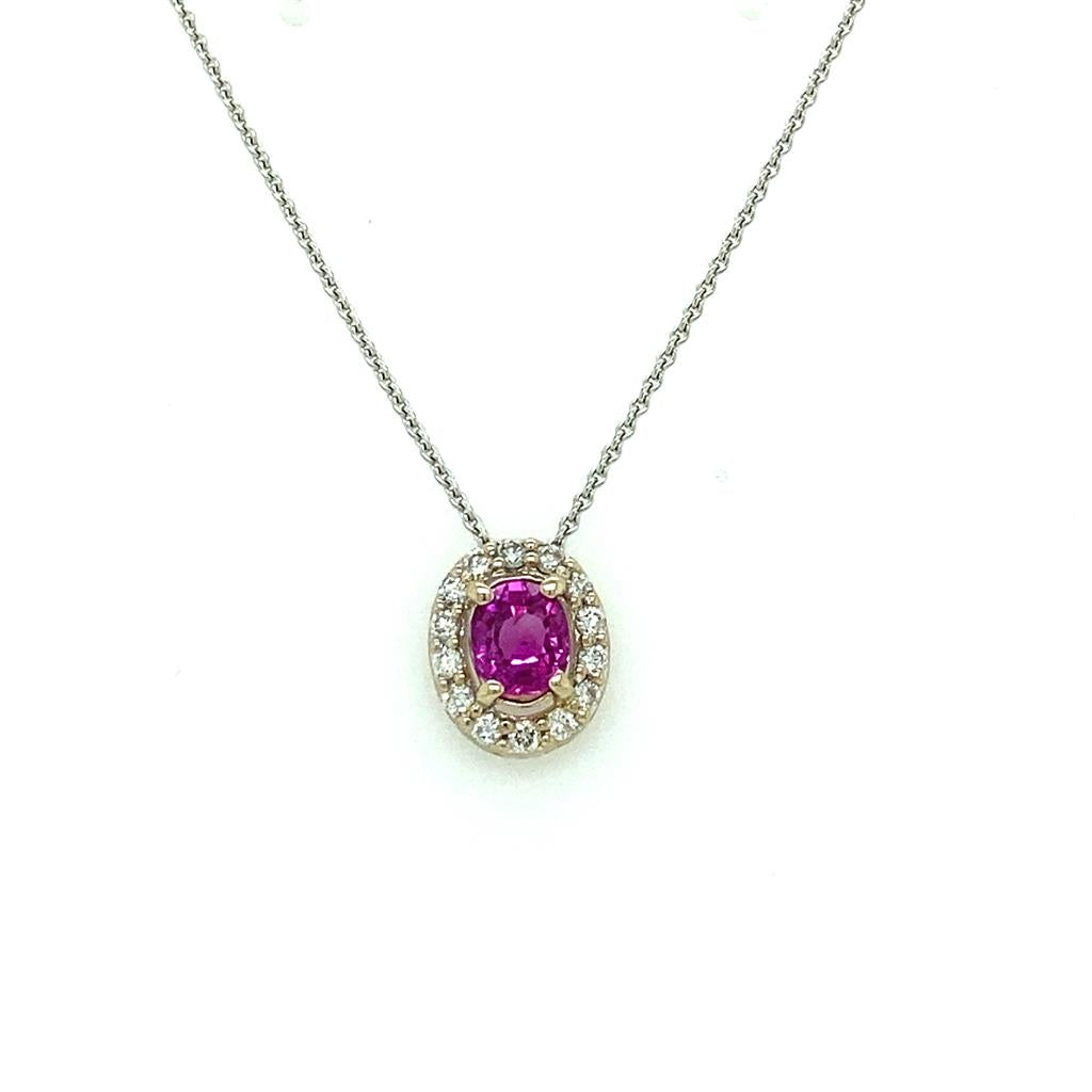 Pink Sapphire and Diamond Necklace