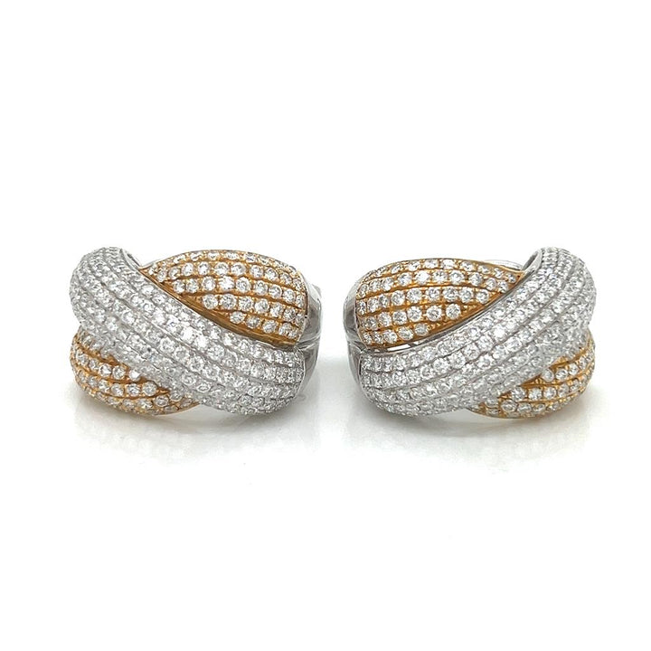 9.24 CTW Diamond 18K Two-Tone Crisscross Design Earrings
