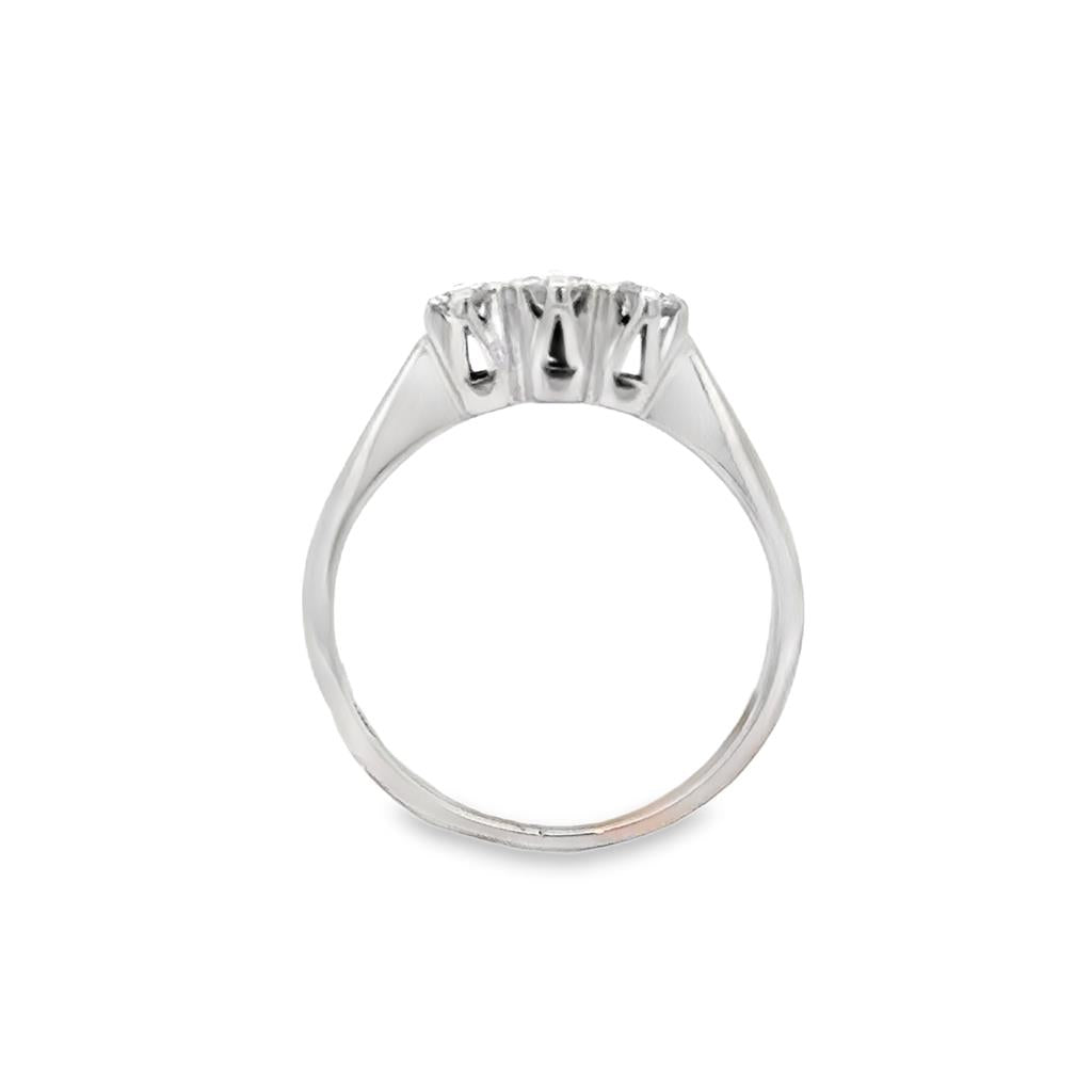 0.18 CTW Diamond Three-Stone Ring 14K White Gold, 2mm Band