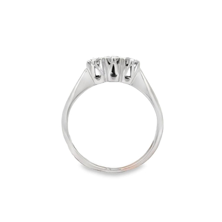 0.18 CTW Diamond Three-Stone Ring 14K White Gold, 2mm Band