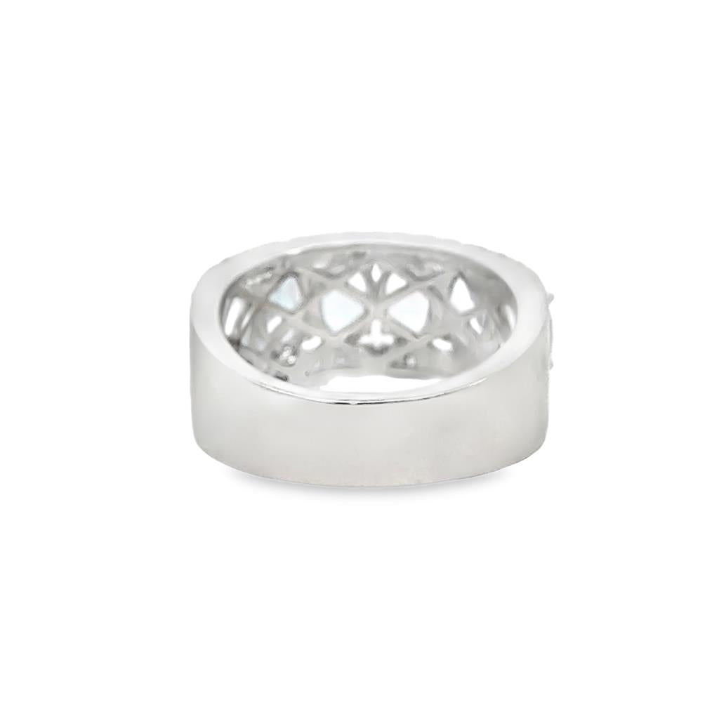 2.73 CTW Aquamarine & Diamond Wide Band Ring in 14K White Gold