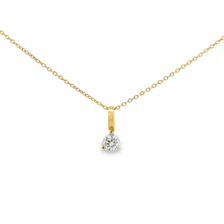 0.32 CT Diamond 14K Yellow Gold Solitaire Pendant Necklace