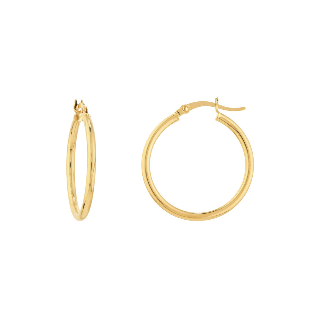 14K Yellow Gold Polished Hoop 25mm Earrings