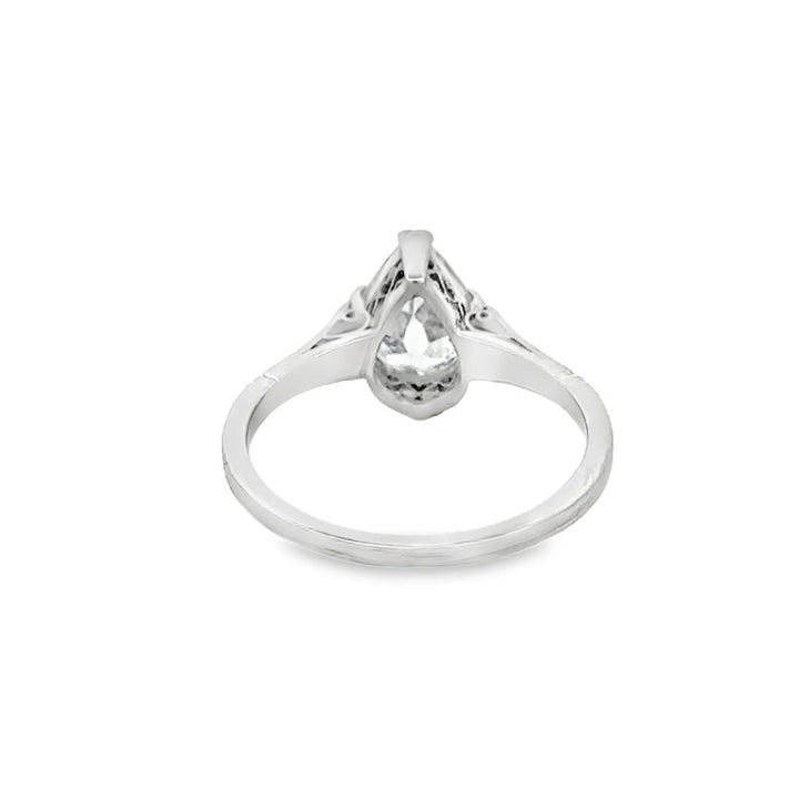 1.05 CT Pear Shape Vintage Diamond Engagement Ring in Platinum