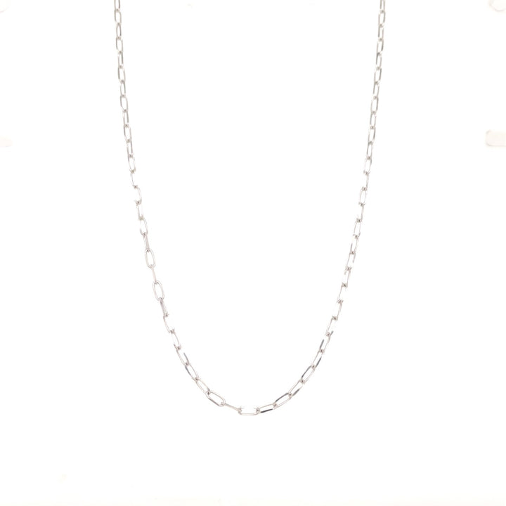 14K White Gold 1.70mm Paperclip Chain