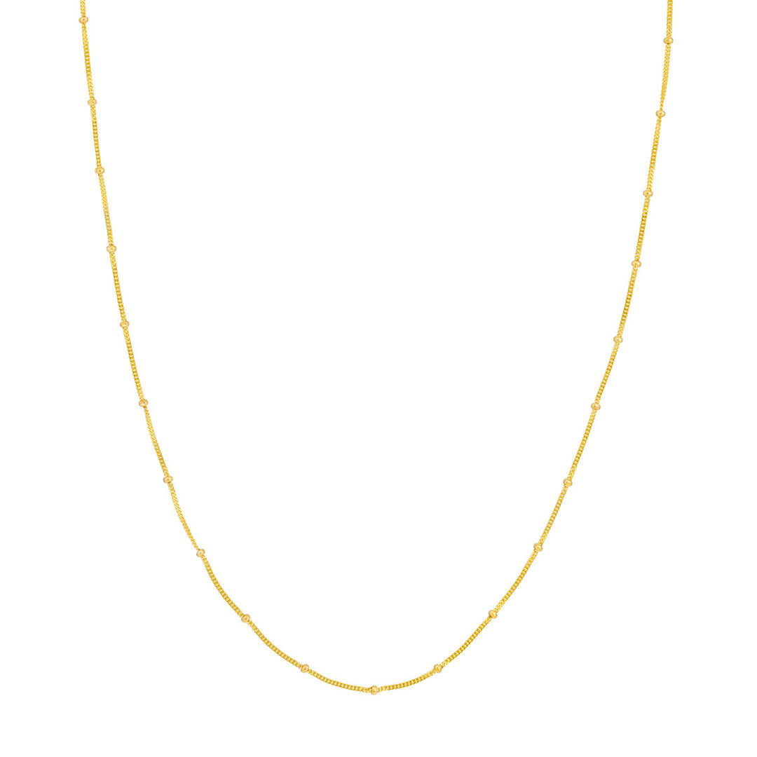 14K Yellow Gold 2.50mm Diamond Cut Curb Chain with Beads,