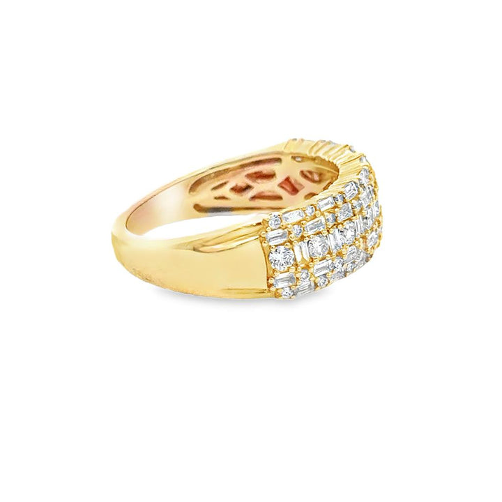 1.02 CTW Baguette and Round Diamond Wide Band Ring in 14K Yellow Gold