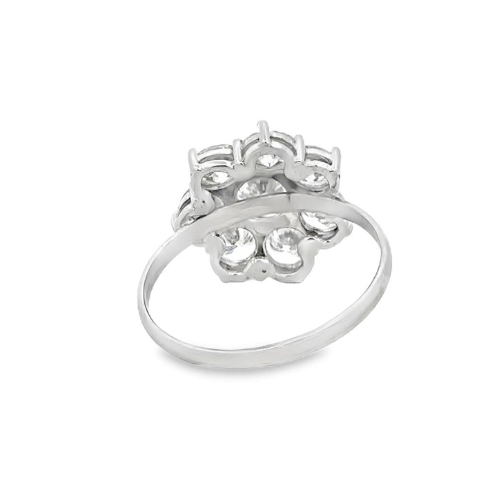 3.12 CTW Diamond Platinum Gold Flower Cluster Ring