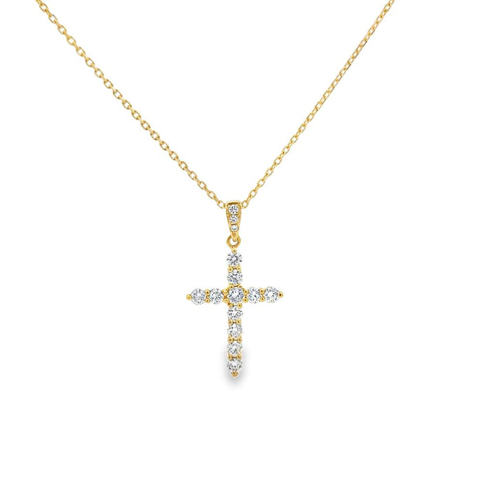 0.53 CTW Diamond 14K Yellow Gold Cross Pendant Necklace