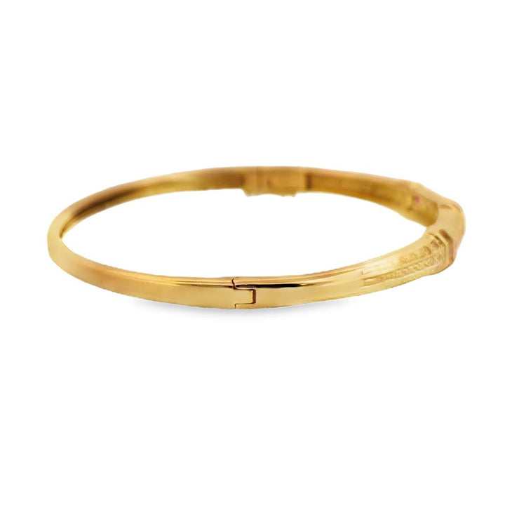 Ruby and Diamond Bangle Bracelet in 18K Yellow Gold – Princess Cut Rubies, 0.42 CTW Diamonds