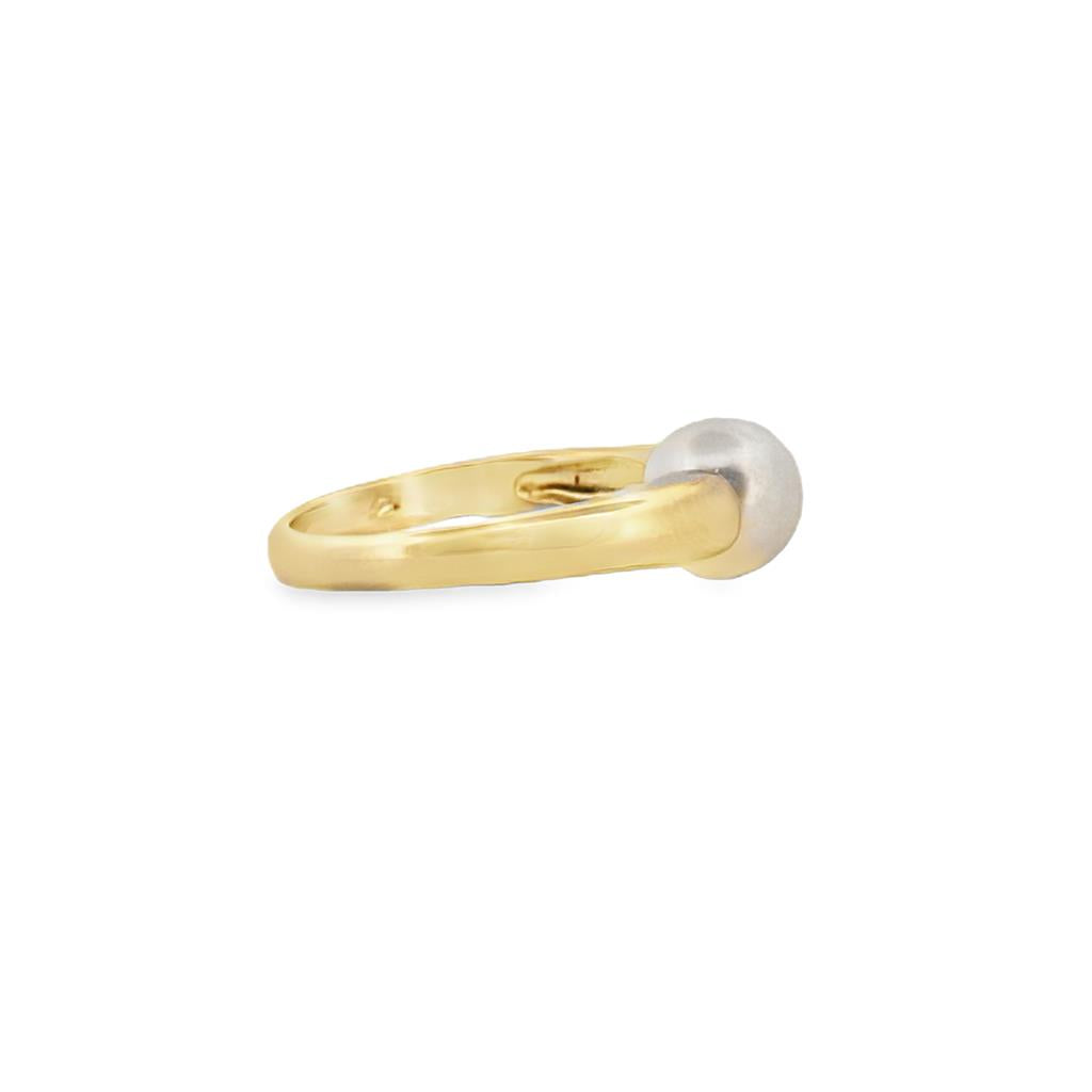 8.5mm White Pearl Ring in 14K Yellow Gold – Size 8.5