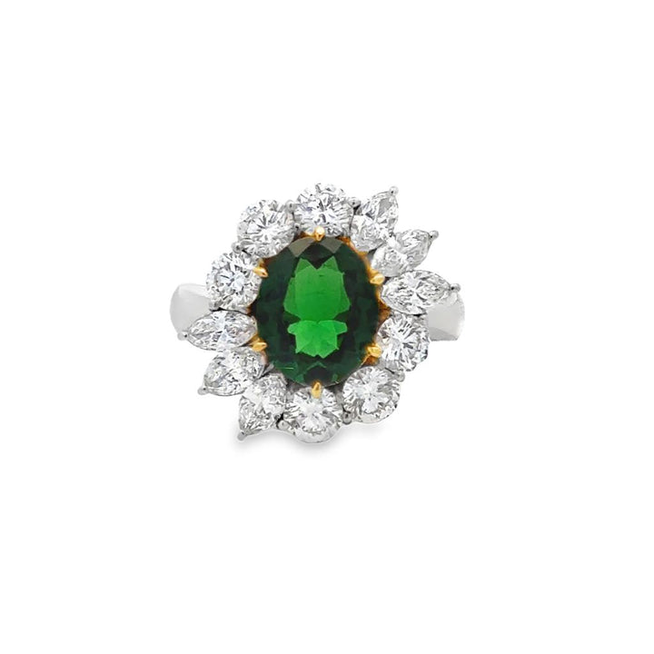 2.14 CT Oval Tsavorite & 2.09 CTW Diamond Platinum Ring