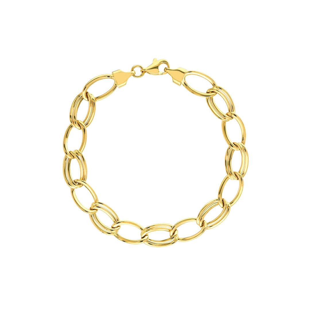 14K Yellow Gold Alternating Single and Double Link Bracelet