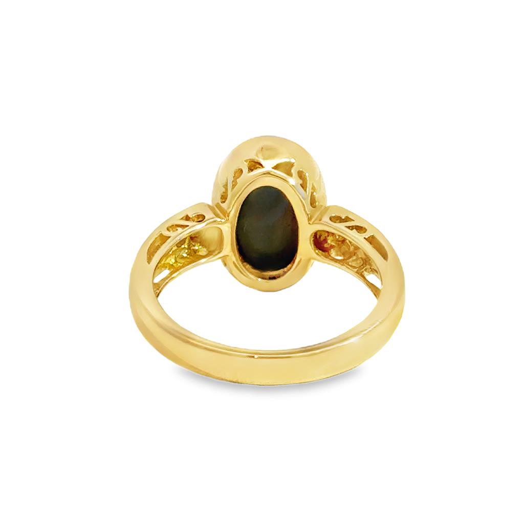 3.03CT Opal & Diamond Ring in 14K Yellow Gold