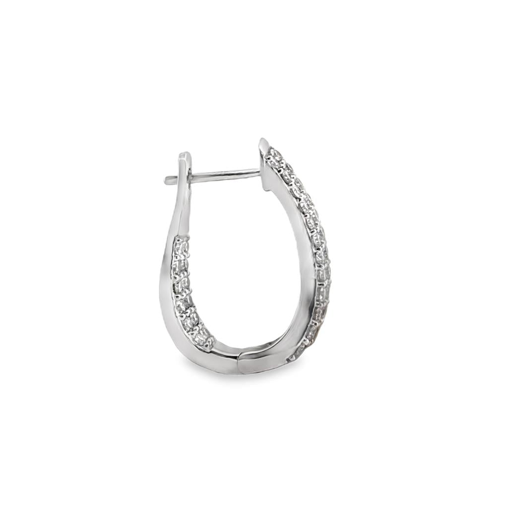 2.00 CTW Diamond Inside Out Elongated Swivel Hoop Earrings in 14K White Gold