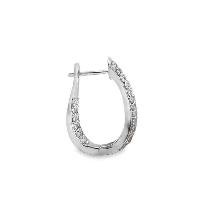 2.00 CTW Diamond Inside Out Elongated Swivel Hoop Earrings in 14K White Gold