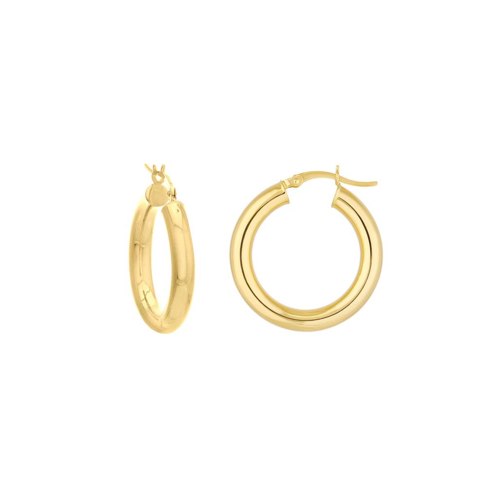 14K Yellow Gold 4mm Round Hoop Earrings