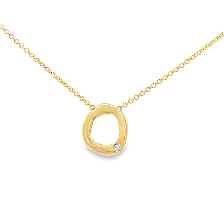 0.02 CTW Diamond 14K Yellow Gold Organic Circle Pendant Necklace