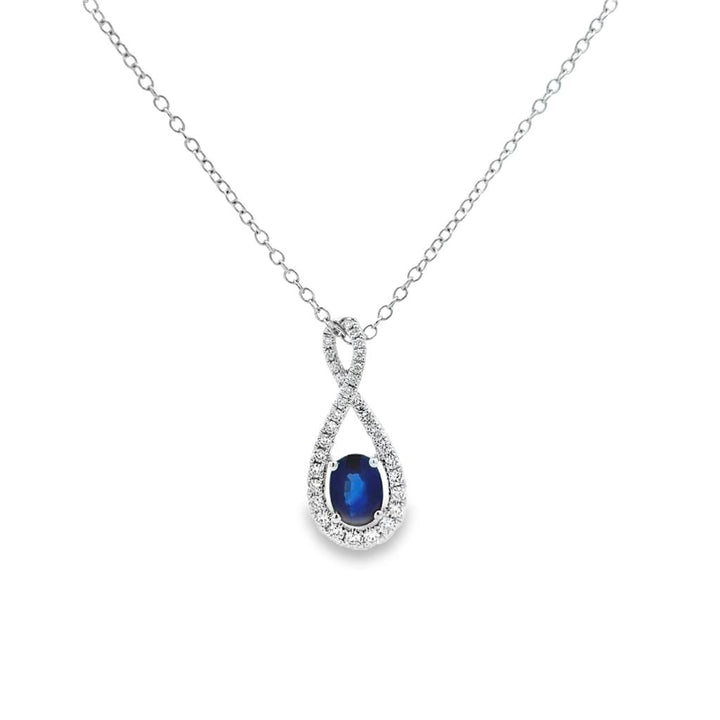 14K White Gold Sapphire & Diamond Pendant Necklace – 0.94 CT Sapphire | 0.29 CTW Diamonds