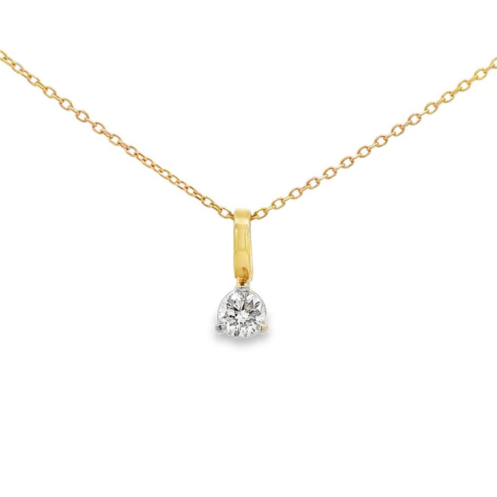 0.32 CT Diamond 14K Yellow Gold Solitaire Pendant Necklace