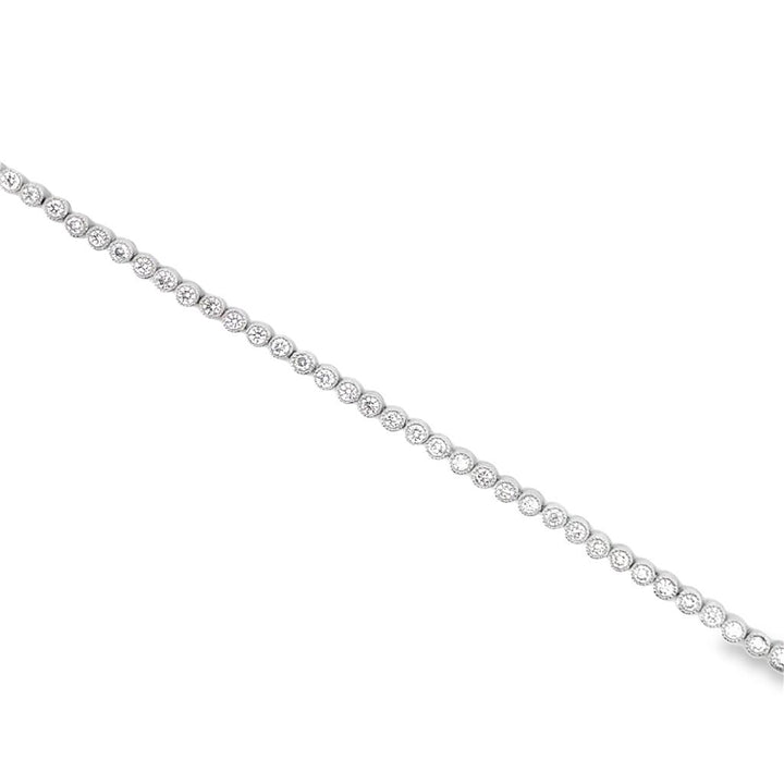 2.53 CTW Round Brilliant Diamond Bezel Set Bracelet in Platinum with Milgrain Details