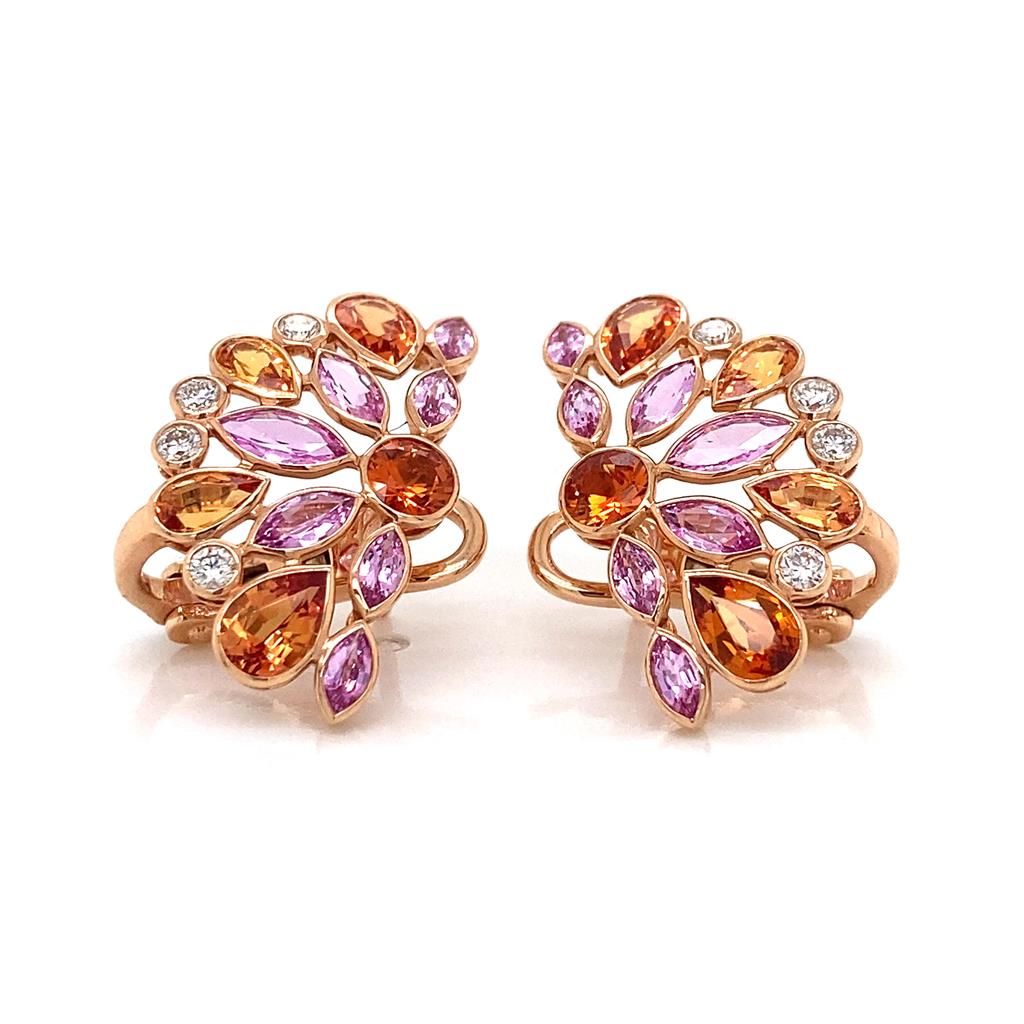 Robert Procop De La Vie 2.72 CTW Pink Sapphire 1.46 CTW Marquise Sapphire 18K Rose Gold Earrings