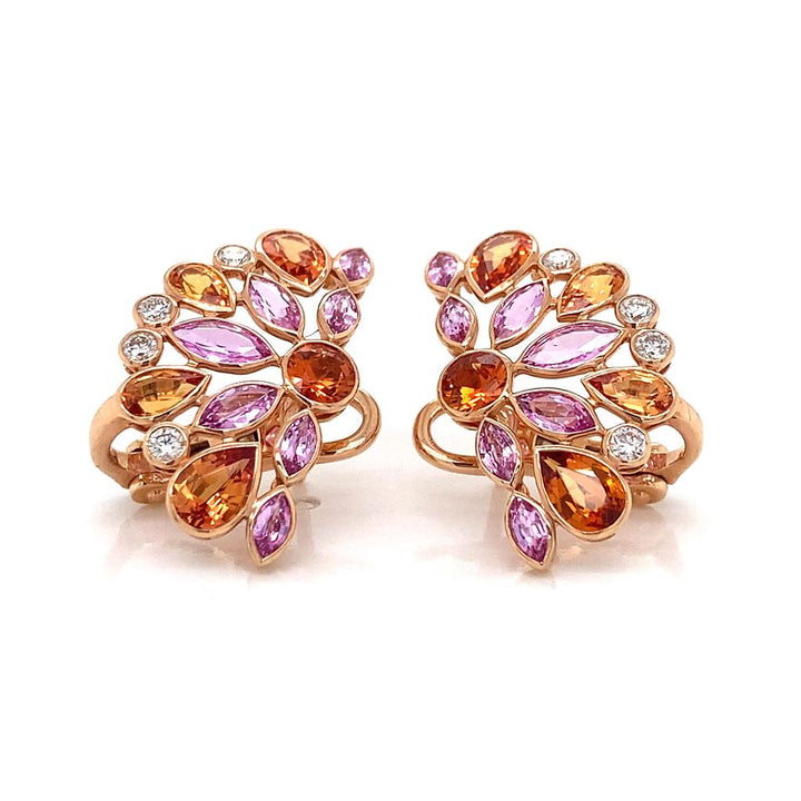 Robert Procop 2.72 CTW Pink Sapphire and Diamond 18K Rose Gold Earrings
