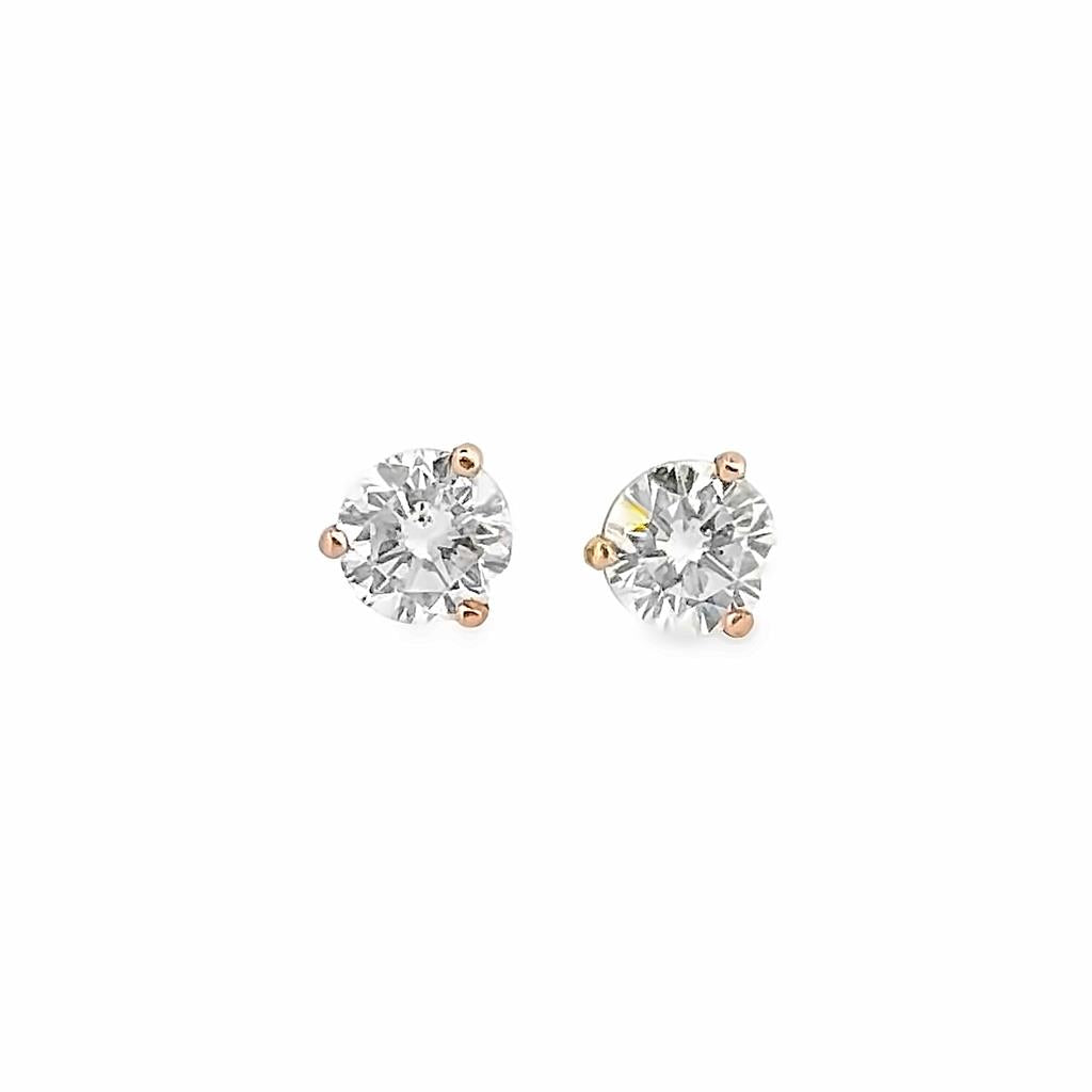 1.13 CTW Round Diamond 14K Rose Gold Stud Earrings