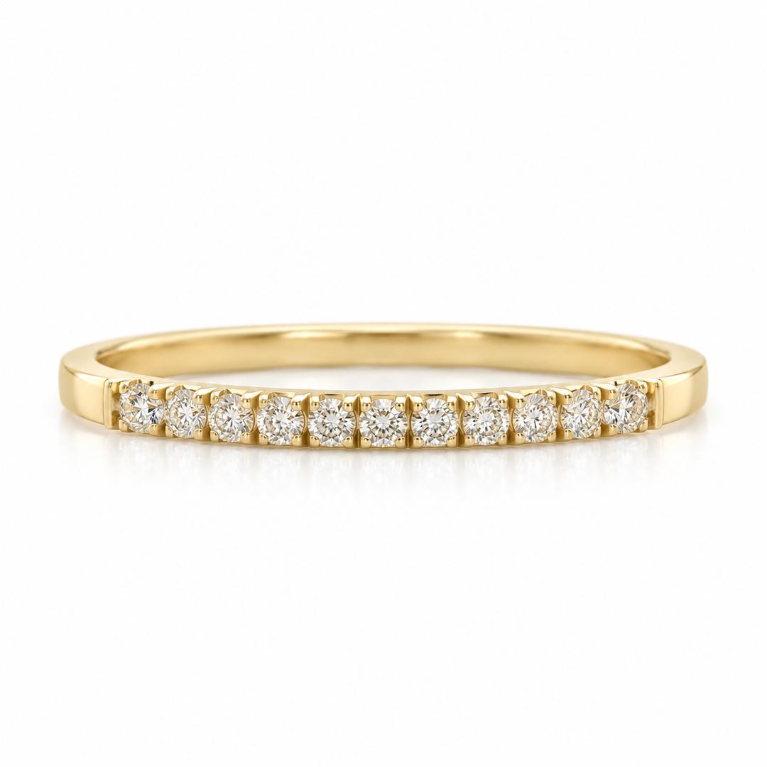 0.20 CTW Round Diamonds 14K Yellow Gold Milgrain Detail Wedding Band