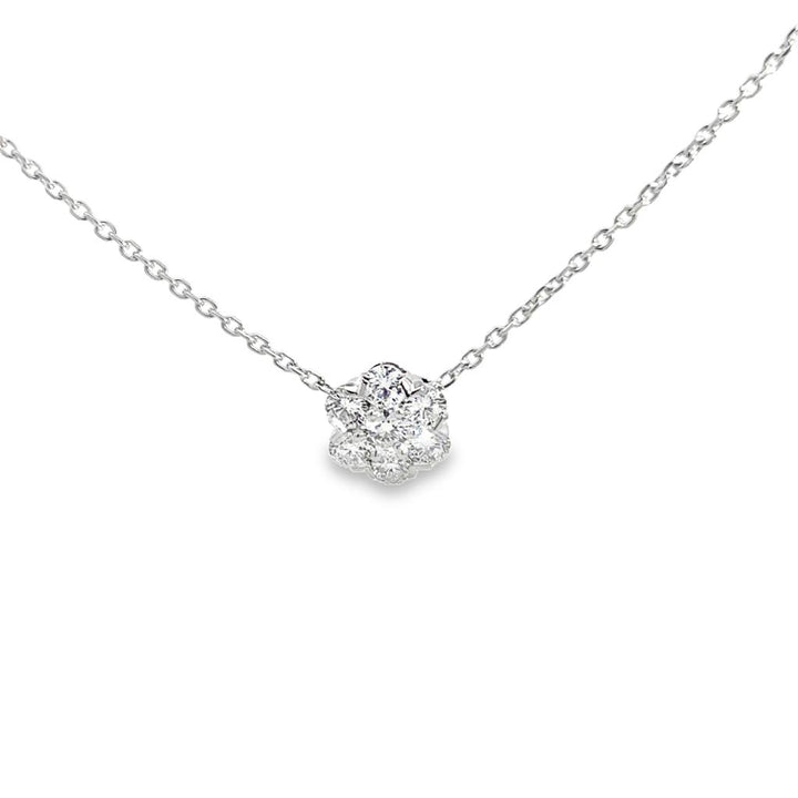 Van Cleef & Arpels ~ Approx 1.00 CTW Diamond 18K White Gold Floral Station Necklace