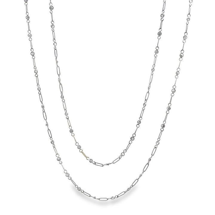 1.78 CTW Round Diamond Platinum Long Station Necklace, 42"