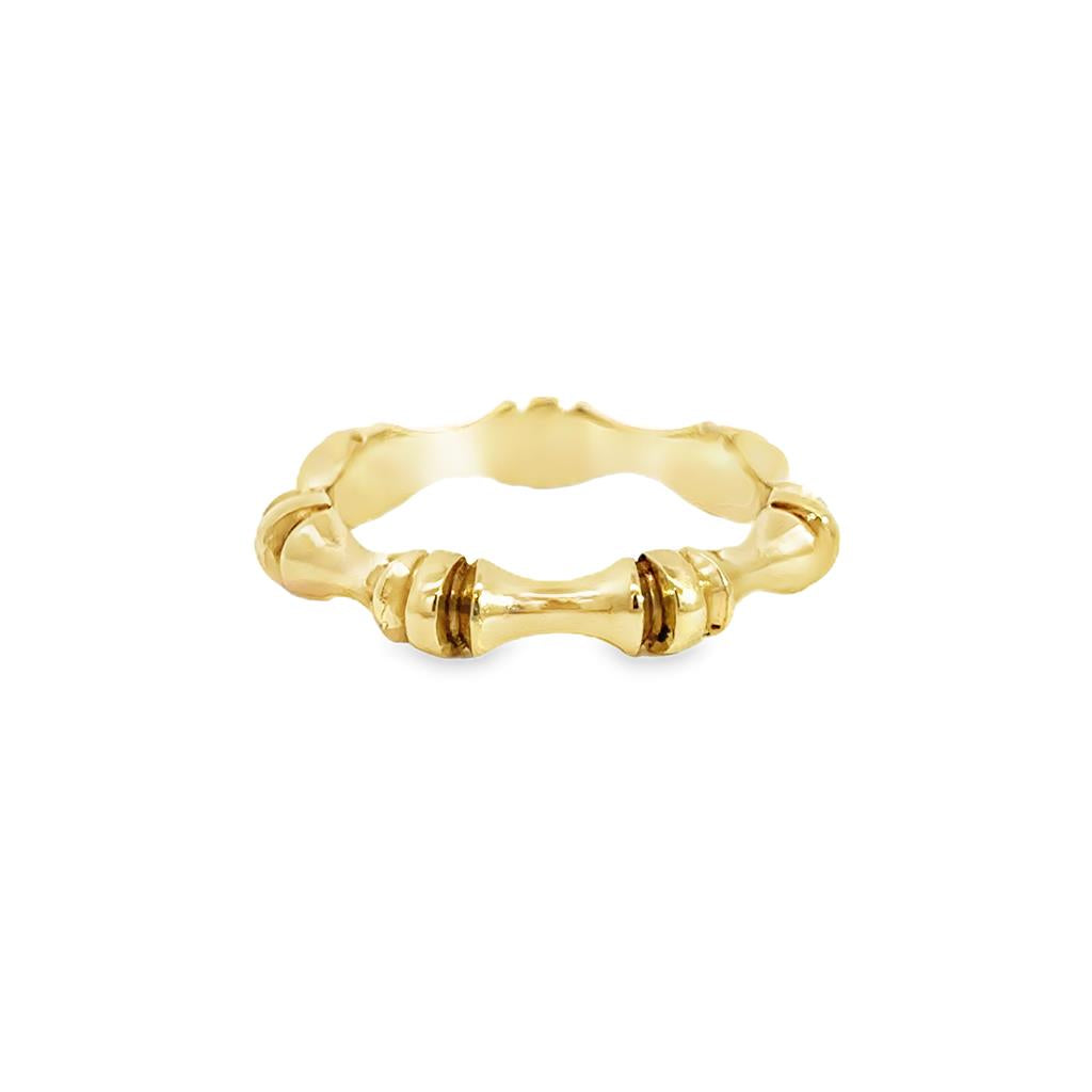 14K Yellow Gold Bamboo-Inspired Band Ring – 3.5mm