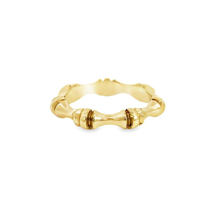 14K Yellow Gold Bamboo-Inspired Band Ring – 3.5mm