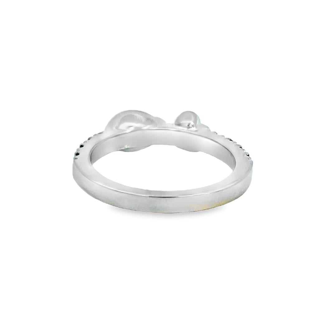 0.06 CTW Diamond Heart & Enamel Ladybug Ring in 18K White Gold with Blue Sapphires